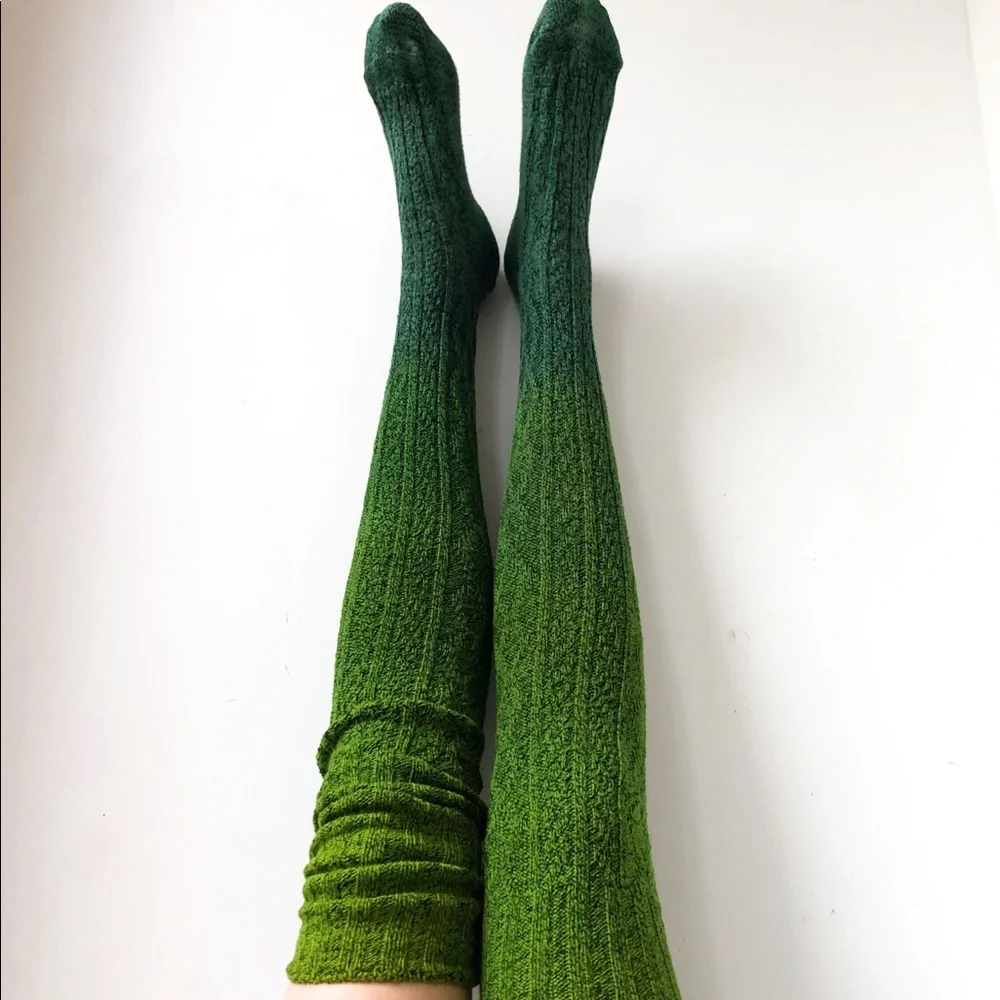 Rainbow Dip Dye Ombré Lux cable knit Thigh Highs